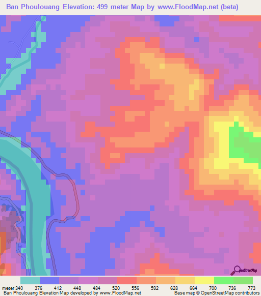 Ban Phoulouang,Laos Elevation Map