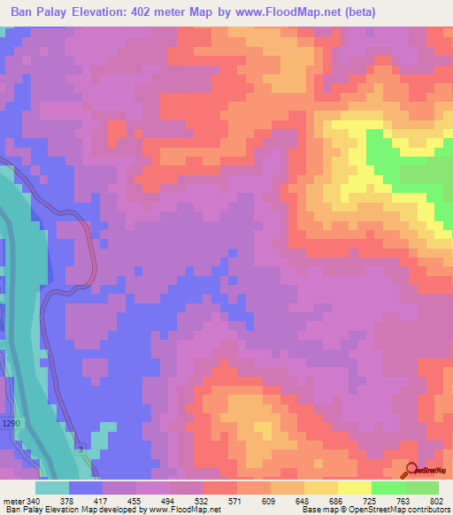 Ban Palay,Laos Elevation Map