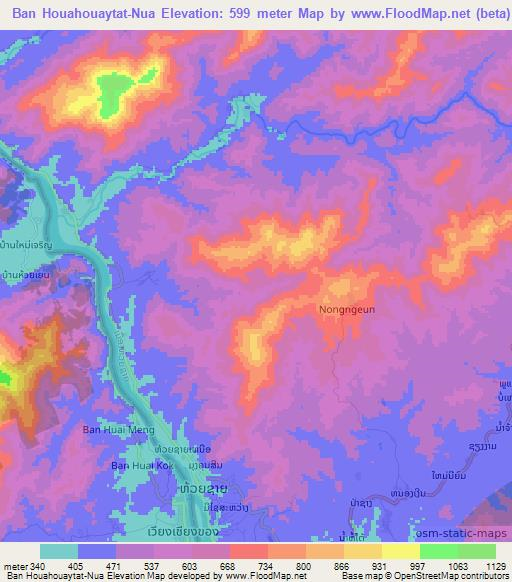 Ban Houahouaytat-Nua,Laos Elevation Map