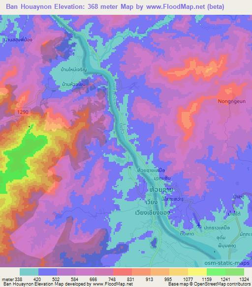 Ban Houaynon,Laos Elevation Map