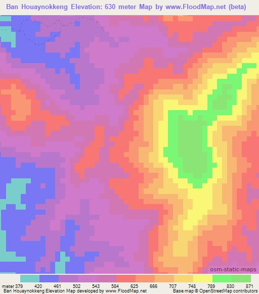 Ban Houaynokkeng,Laos Elevation Map