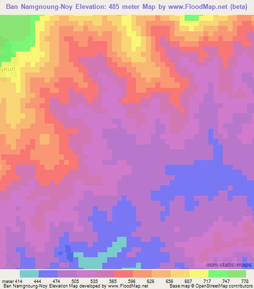 Ban Namgnoung-Noy,Laos Elevation Map