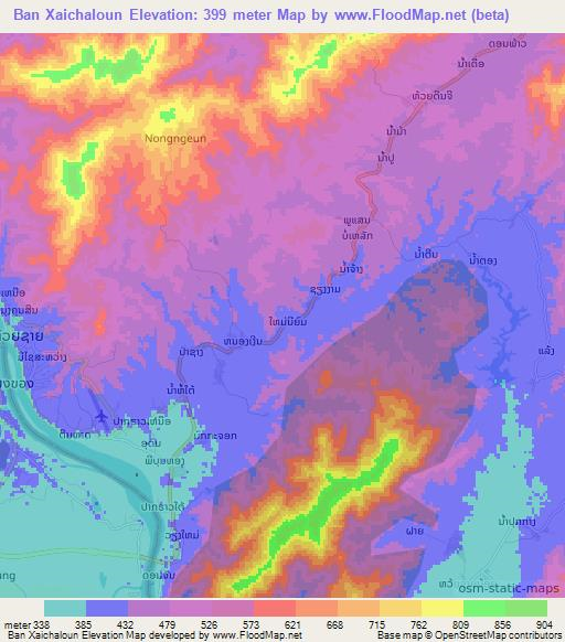 Ban Xaichaloun,Laos Elevation Map