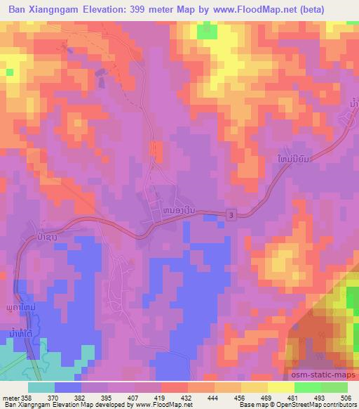 Ban Xiangngam,Laos Elevation Map