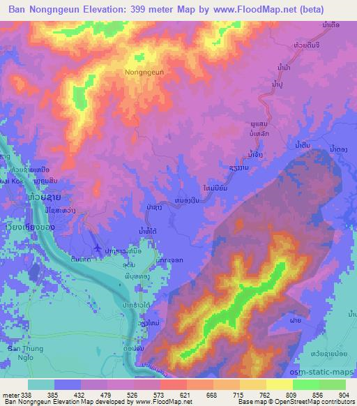 Ban Nongngeun,Laos Elevation Map