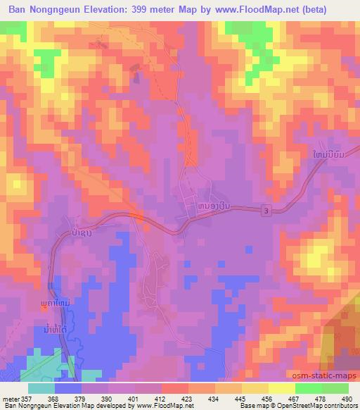 Ban Nongngeun,Laos Elevation Map