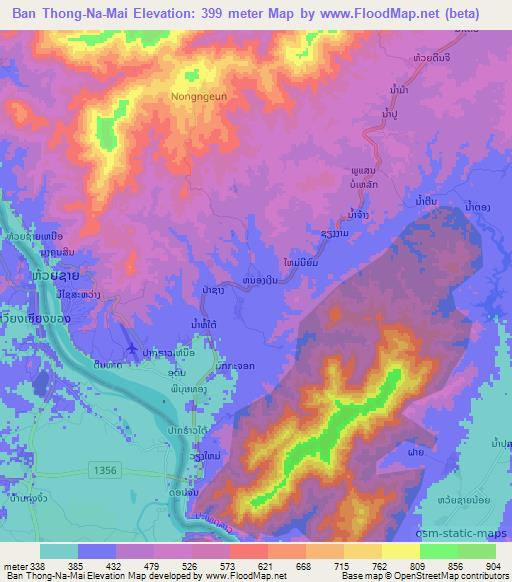 Ban Thong-Na-Mai,Laos Elevation Map