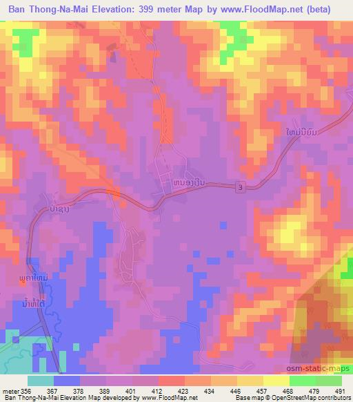 Ban Thong-Na-Mai,Laos Elevation Map