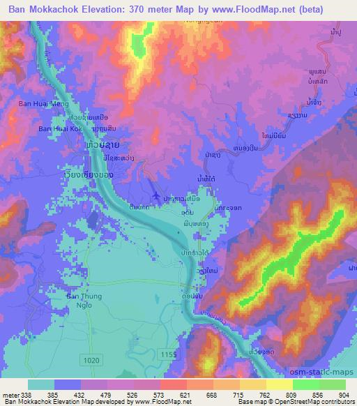 Ban Mokkachok,Laos Elevation Map