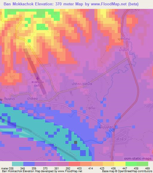 Ban Mokkachok,Laos Elevation Map