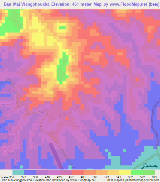 Ban Mai-Viangphoukha,Laos Elevation Map