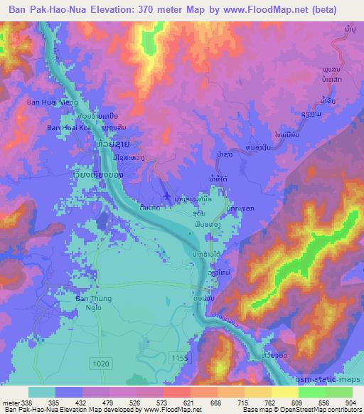 Ban Pak-Hao-Nua,Laos Elevation Map