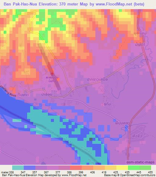 Ban Pak-Hao-Nua,Laos Elevation Map