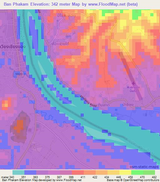 Ban Phakam,Laos Elevation Map