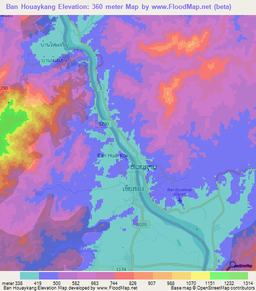 Ban Houaykang,Laos Elevation Map