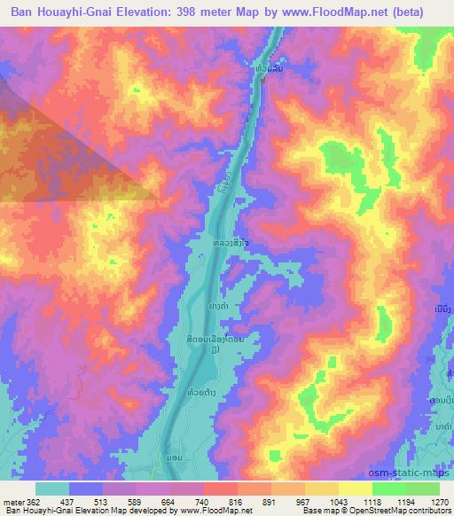 Ban Houayhi-Gnai,Laos Elevation Map