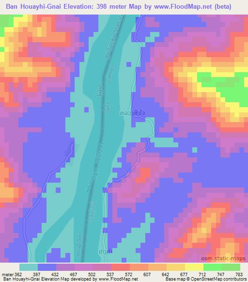 Ban Houayhi-Gnai,Laos Elevation Map