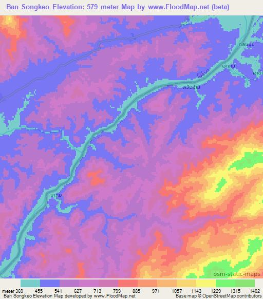 Ban Songkeo,Laos Elevation Map