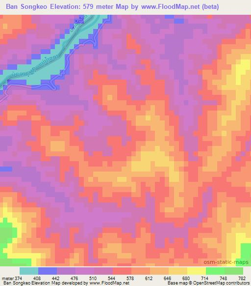 Ban Songkeo,Laos Elevation Map