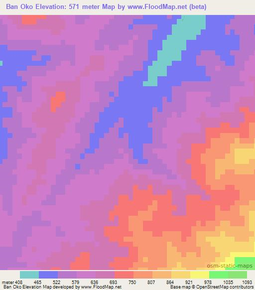 Ban Oko,Laos Elevation Map