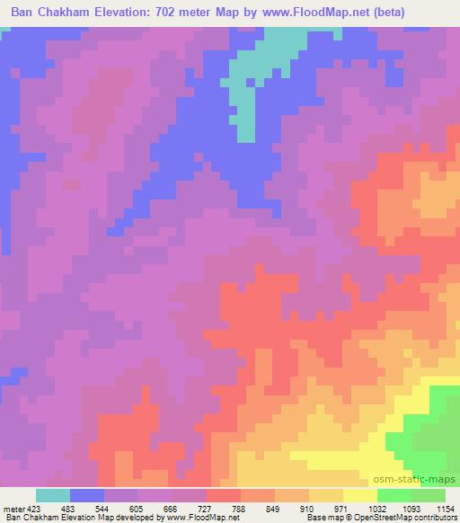 Ban Chakham,Laos Elevation Map