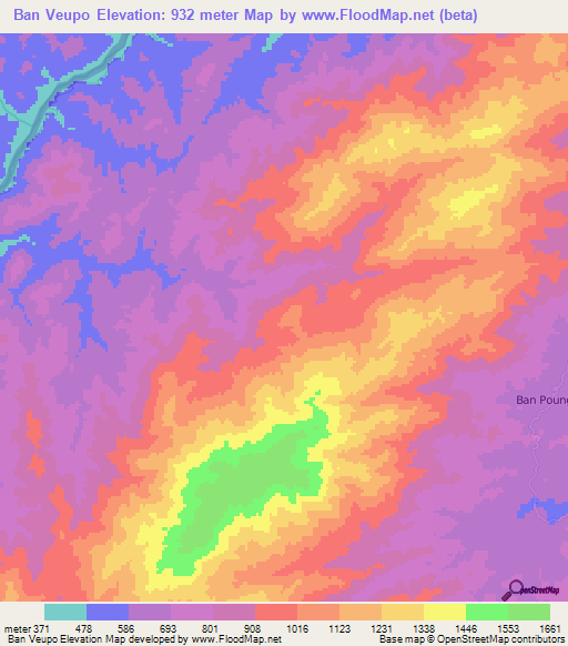 Ban Veupo,Laos Elevation Map