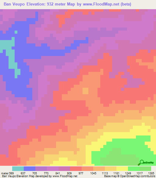 Ban Veupo,Laos Elevation Map