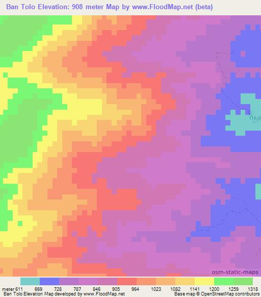 Ban Tolo,Laos Elevation Map