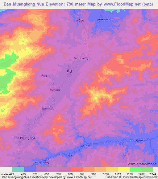 Ban Muangkang-Nua,Laos Elevation Map