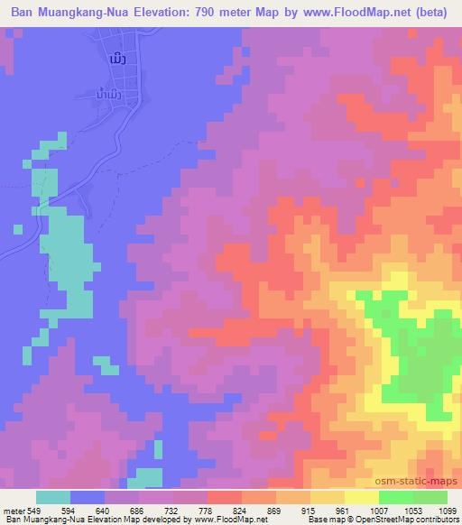 Ban Muangkang-Nua,Laos Elevation Map