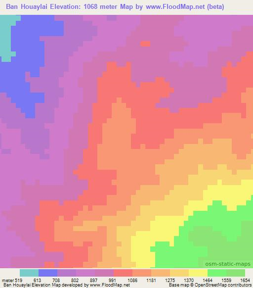 Ban Houaylai,Laos Elevation Map