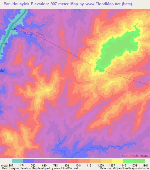 Ban Houaylok,Laos Elevation Map