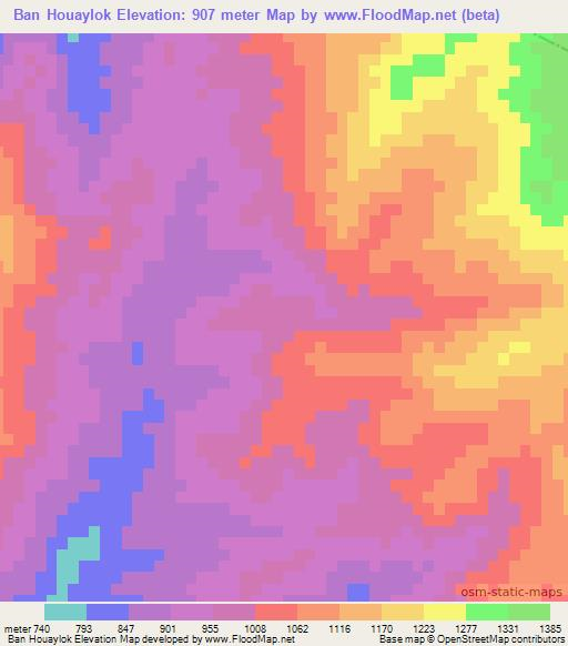 Ban Houaylok,Laos Elevation Map