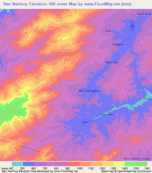 Ban Namhoy,Laos Elevation Map