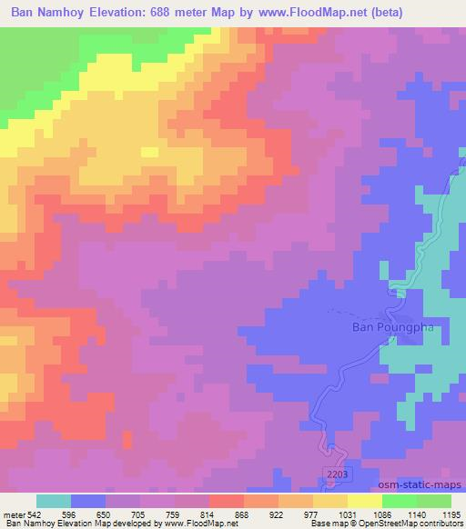 Ban Namhoy,Laos Elevation Map