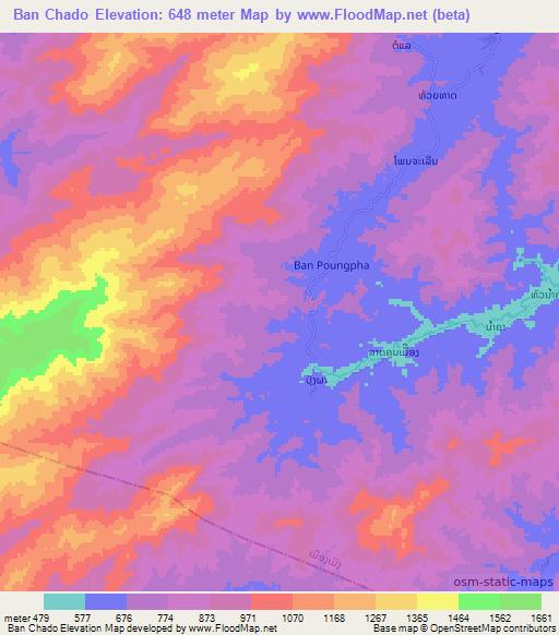 Ban Chado,Laos Elevation Map