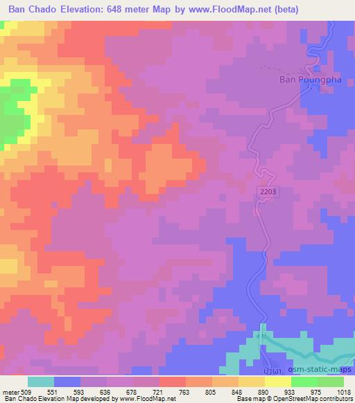 Ban Chado,Laos Elevation Map