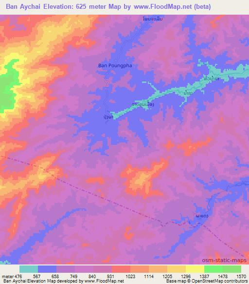 Ban Aychai,Laos Elevation Map