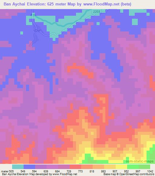 Ban Aychai,Laos Elevation Map