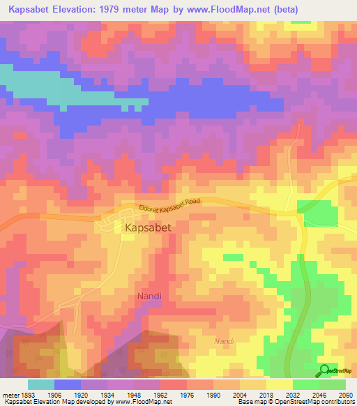 Kapsabet,Kenya Elevation Map