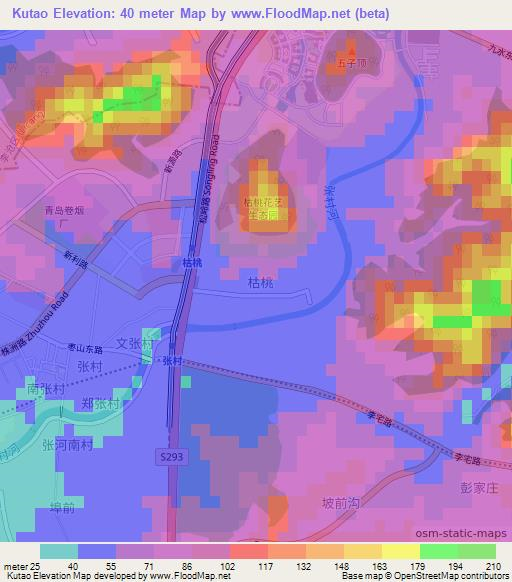 Kutao,China Elevation Map