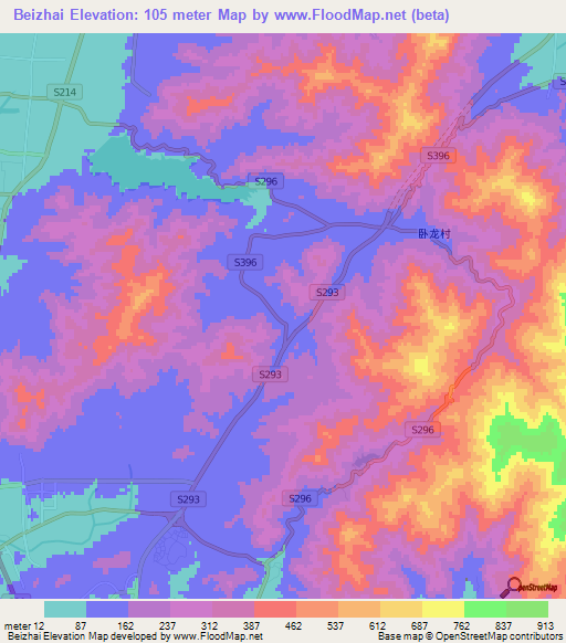 Beizhai,China Elevation Map