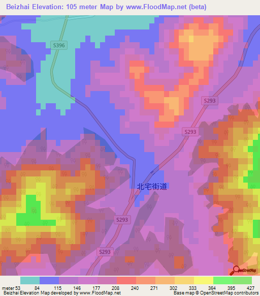Beizhai,China Elevation Map