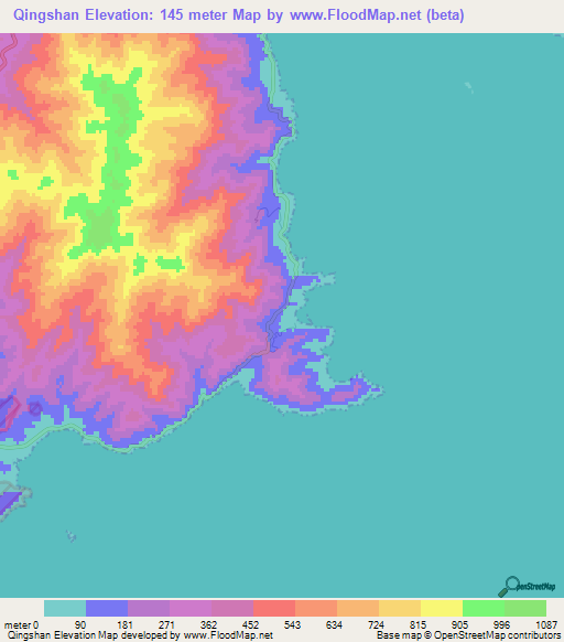 Qingshan,China Elevation Map