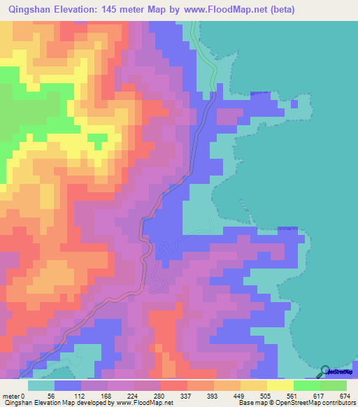 Qingshan,China Elevation Map