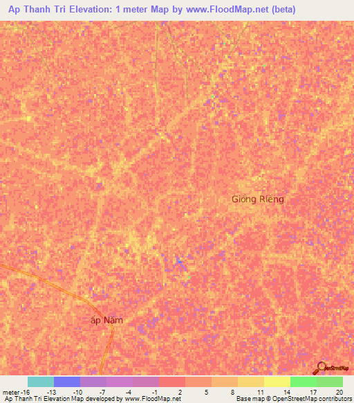 Ap Thanh Tri,Vietnam Elevation Map