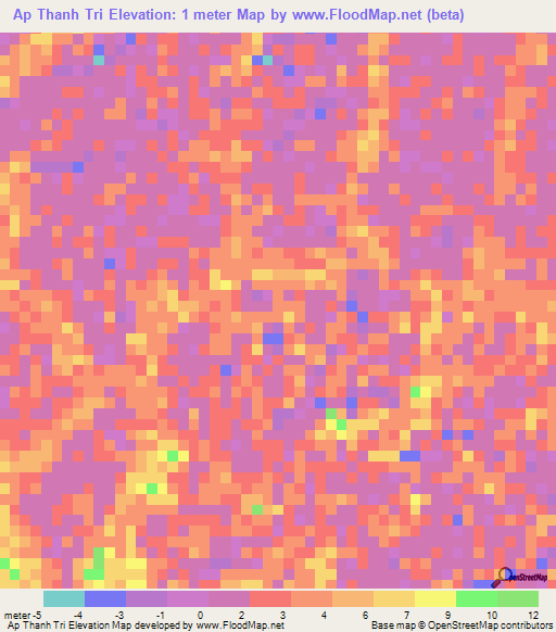 Ap Thanh Tri,Vietnam Elevation Map