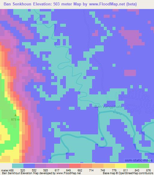 Ban Senkhoun,Laos Elevation Map