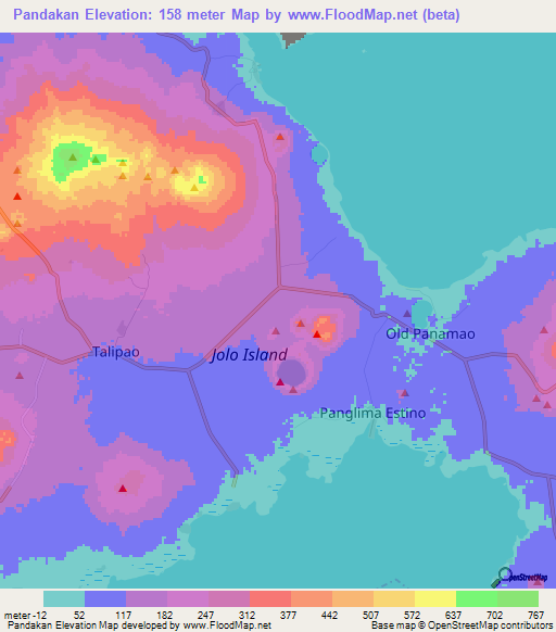 Pandakan,Philippines Elevation Map