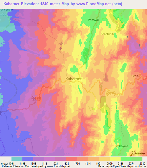 Kabarnet,Kenya Elevation Map